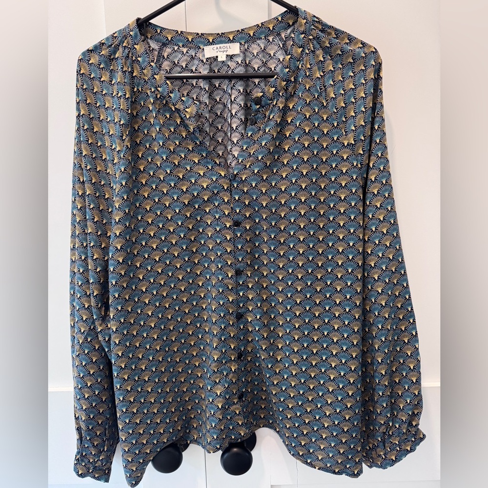 Euc Caroll Paris Deco Print Peasent Blouse - image 3